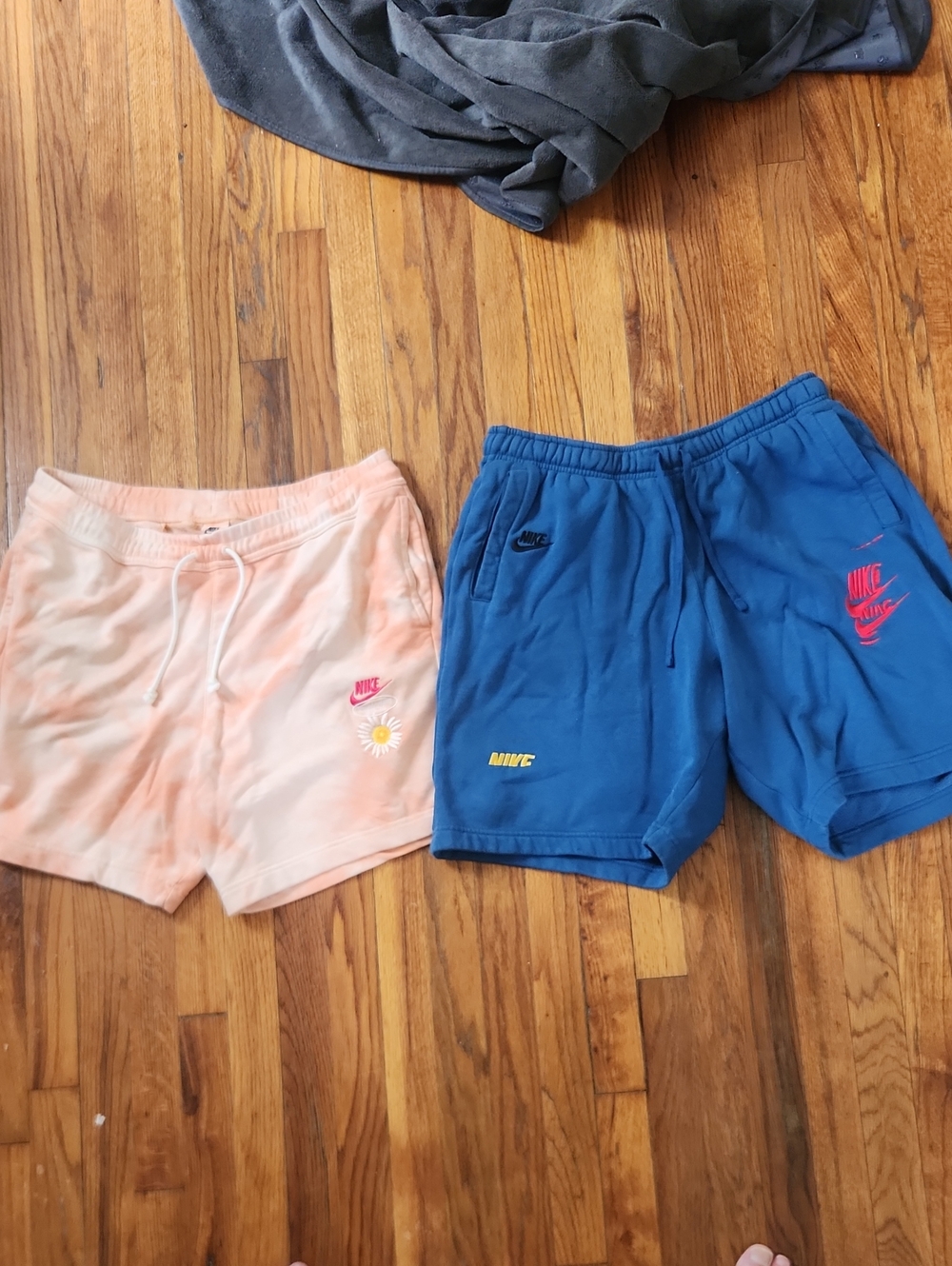 Nike Peach Tie-Dye & Royal Blue Athletic Shorts Set